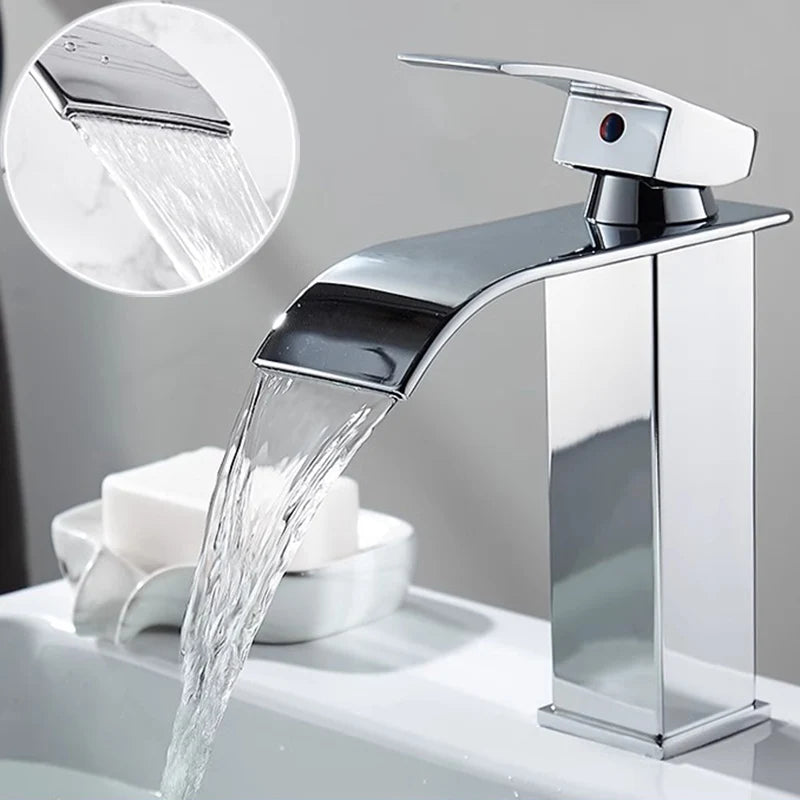 🚿 Waterfall Bathroom Faucet – Stylish & Functional! 🖤✨