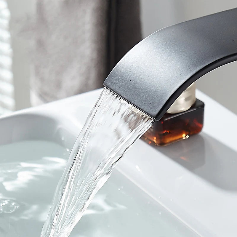🚿 Waterfall Bathroom Faucet – Stylish & Functional! 🖤✨