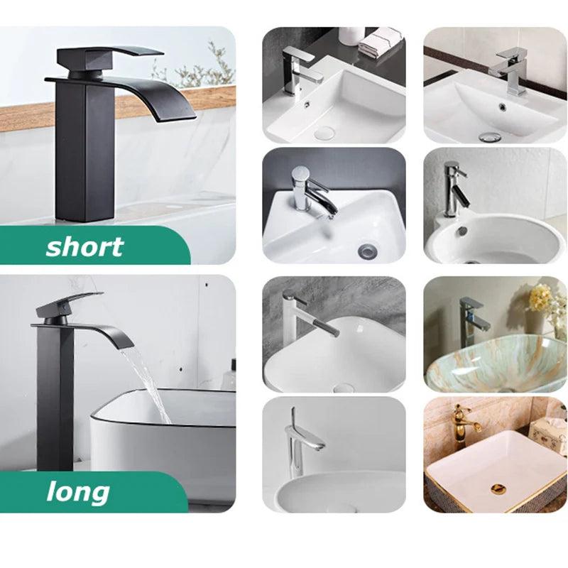🚿 Waterfall Bathroom Faucet – Stylish & Functional! 🖤✨