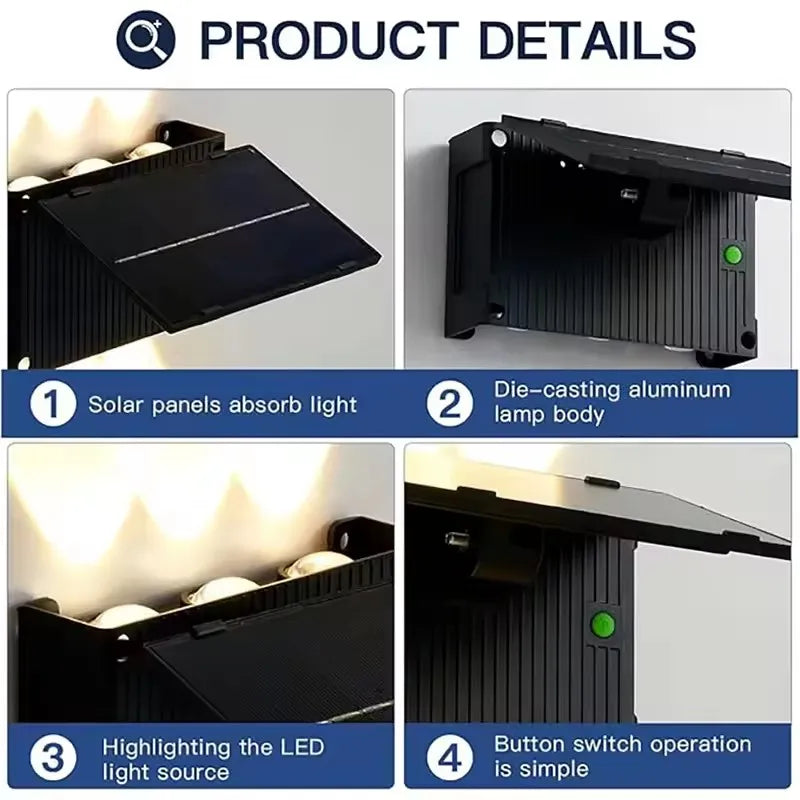 Outdoor Solar Wall Light IP65 Waterproof LED Solar
