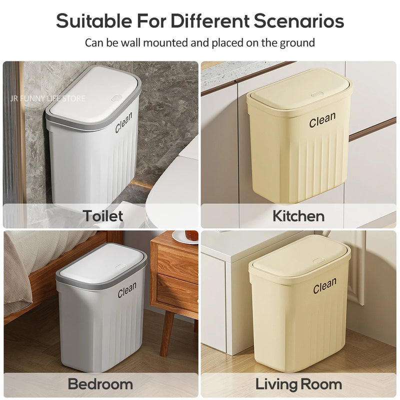 12/16L Press Type Wall Mounted Trash Can For Bathroom Toilet
