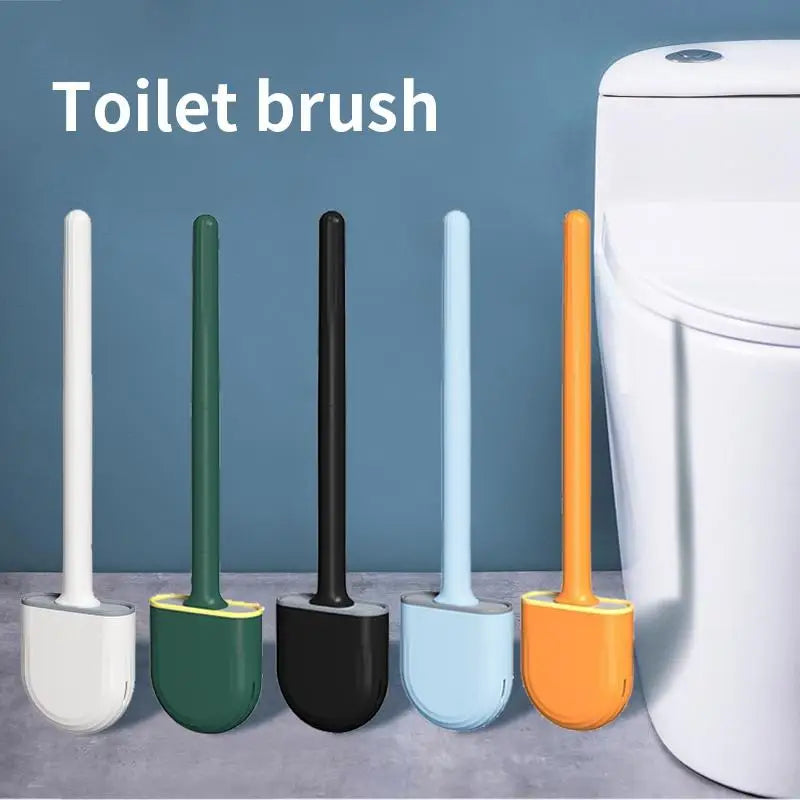 Wall Hanging Toilet Brush with Holder Long Handled Silicone