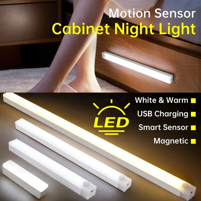 💡 USB Rechargeable LED Light with Motion Sensor – For Cabinets, Closets & More! 🚶‍♂️✨