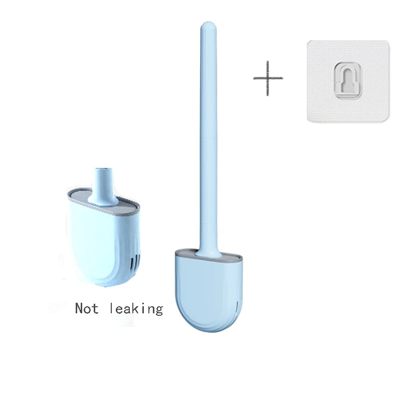 Wall Hanging Toilet Brush with Holder Long Handled Silicone