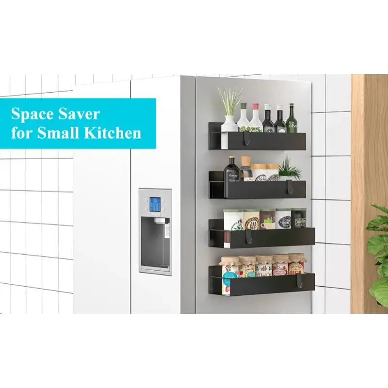 🧲 Magnetic Fridge Shelf – Spice Rack & Storage in One! 🖤✨