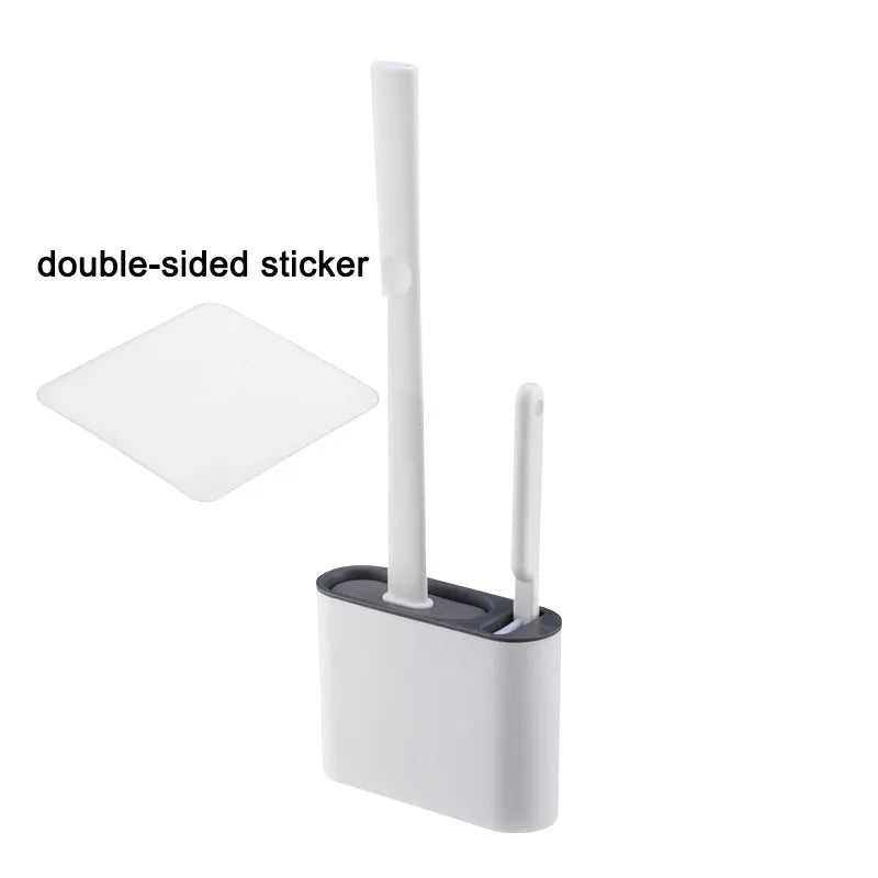 Wall Hanging Toilet Brush with Holder Long Handled Silicone