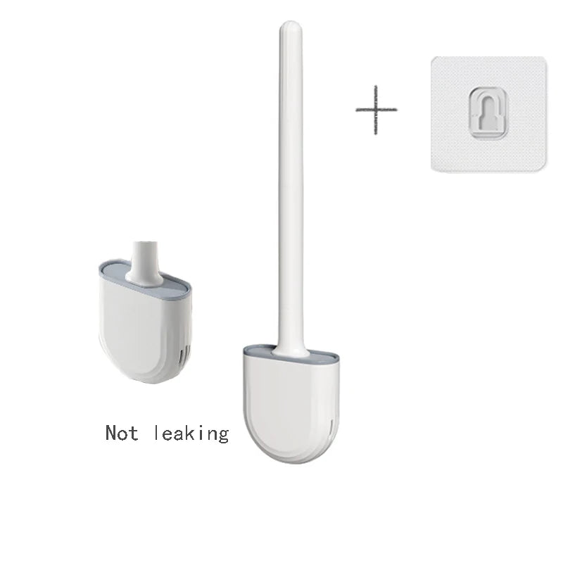 Wall Hanging Toilet Brush with Holder Long Handled Silicone