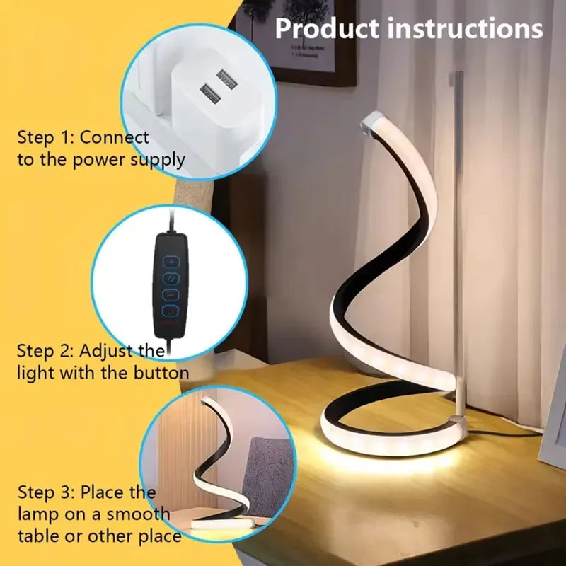 2025 New Modern LED Spiral Bedside Lamp