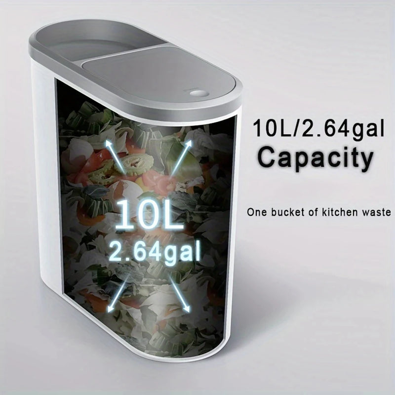 Slim Plastic Trash Bin – Press-Top Lid, Space-Saving for Bathroom, Kitchen & Living Room