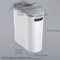 Slim Plastic Trash Bin – Press-Top Lid, Space-Saving for Bathroom, Kitchen & Living Room