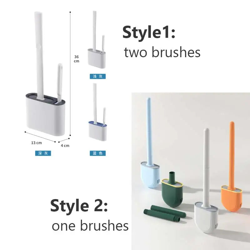 Wall Hanging Toilet Brush with Holder Long Handled Silicone