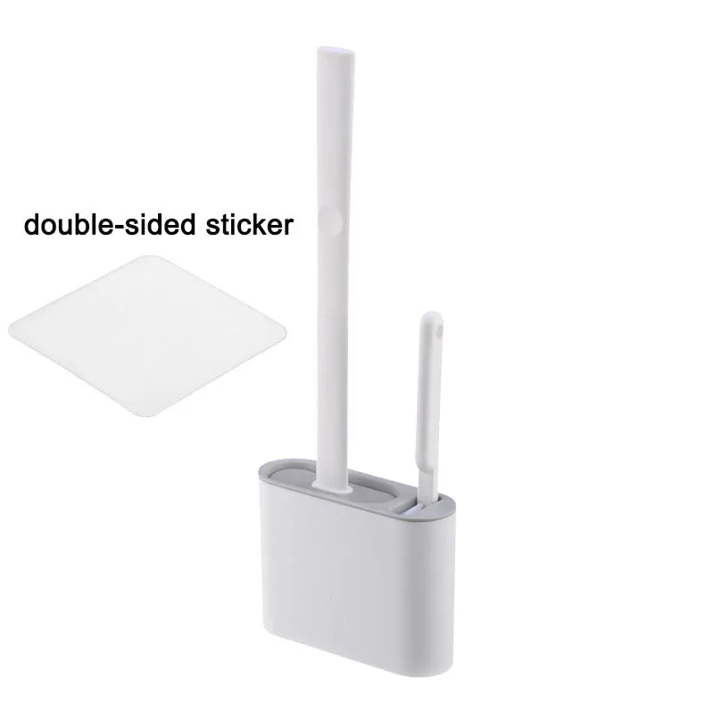 Wall Hanging Toilet Brush with Holder Long Handled Silicone